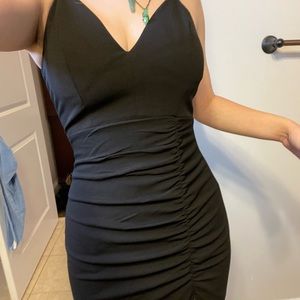 Black side slit prom dress